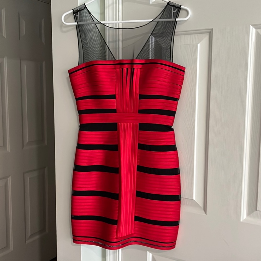 BCBG Red and black cocktail dress